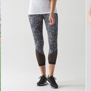 Lululemon Pace Rival Crop (Marathon) Splatter White Black size 8